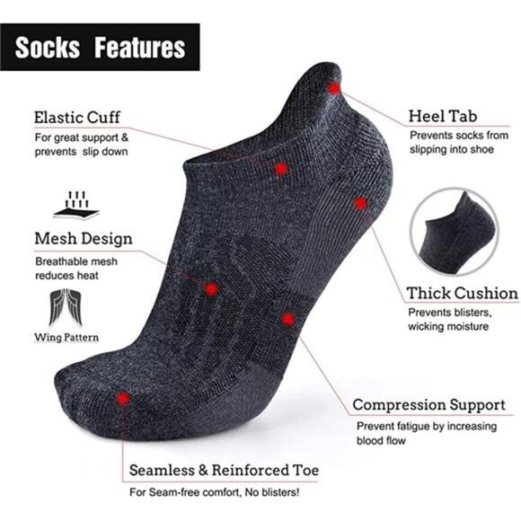 3 Pairs Unisex Merino Wool Compression Support Ankle Running Hiking Socks - Picture 2 of 7